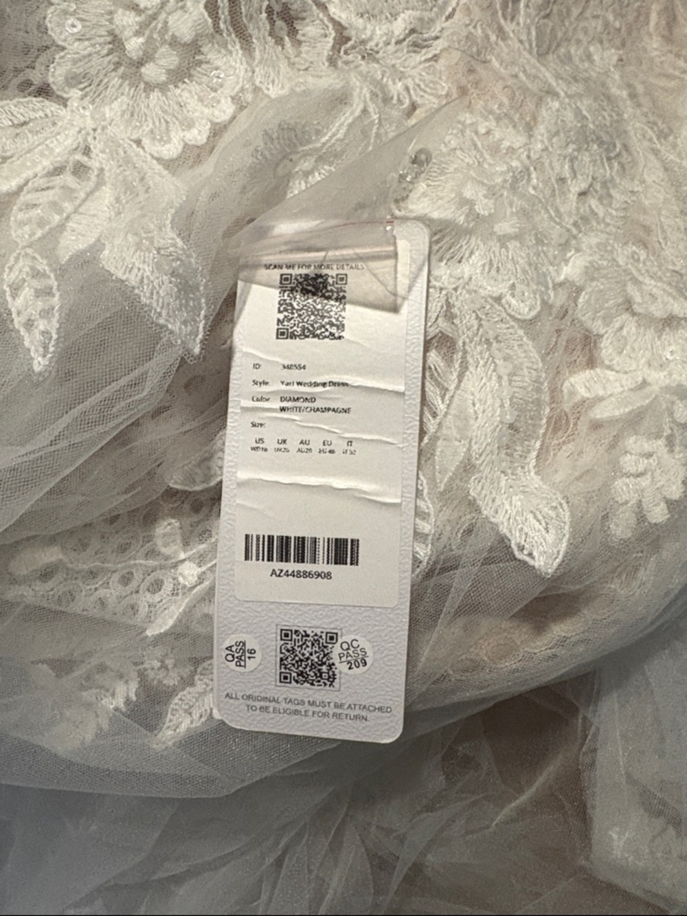 Azazie Yari Ivory & Nude Lace A-Line Bridal Gown - Picture 7 of 10